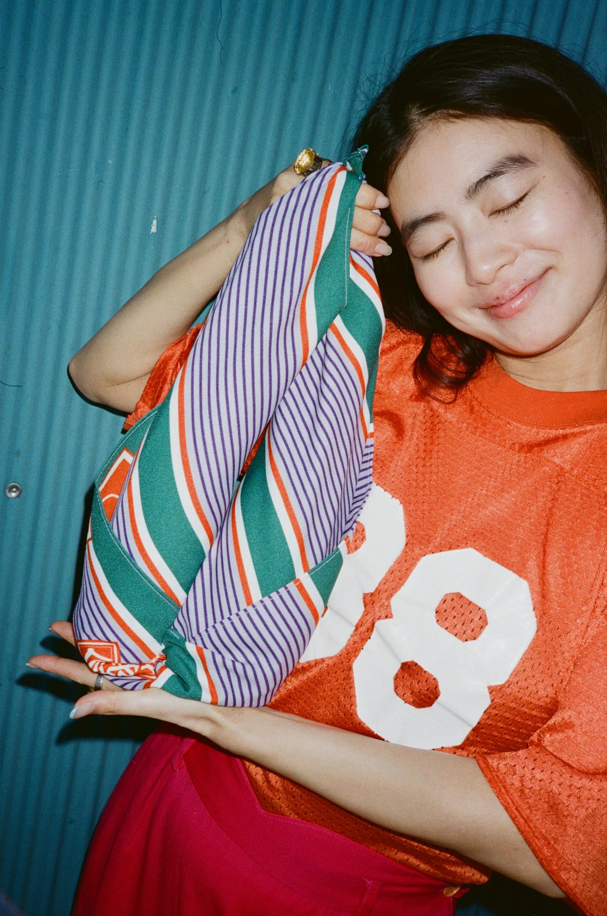 風呂敷〈紫×緑〉｜wanonuno （アムンゼン／70cm角・両面プリント）