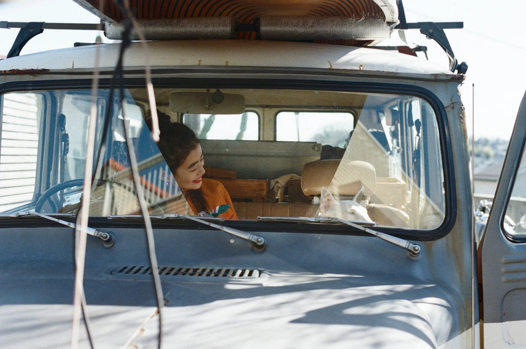 風呂敷〈オレンジ×緑〉｜wanonuno （ブッチャー／70cm角・両面プリント）